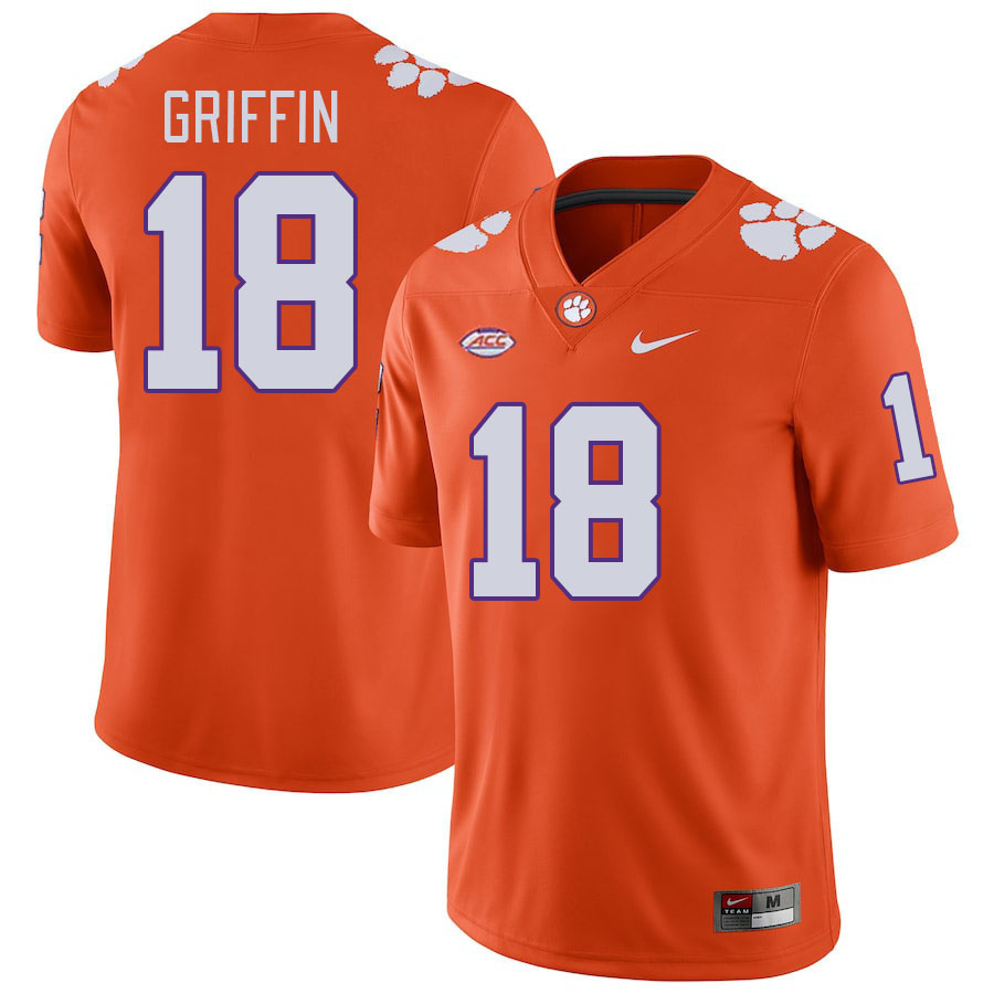 Men's Clemson Tigers Kylon Griffin #18 College Orange NCAA Authentic Football Stitched Jersey 23CK30XW